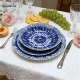 Imeline 3D-prinditud indigolips-värv Mandala keraamilised sööginõud