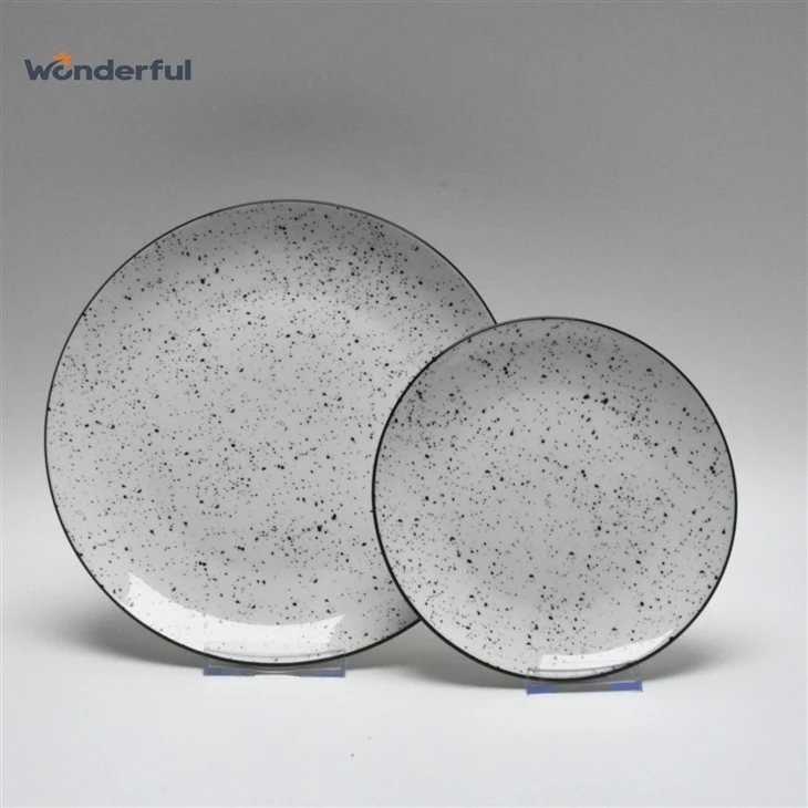 Wonderful Black & White Speckled Ceramic Dinnerware Set high quality
